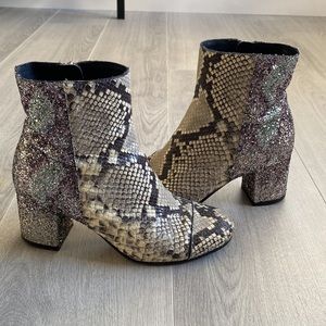 Zadig & Voltaire Lena Snakeskin Glitter Booties